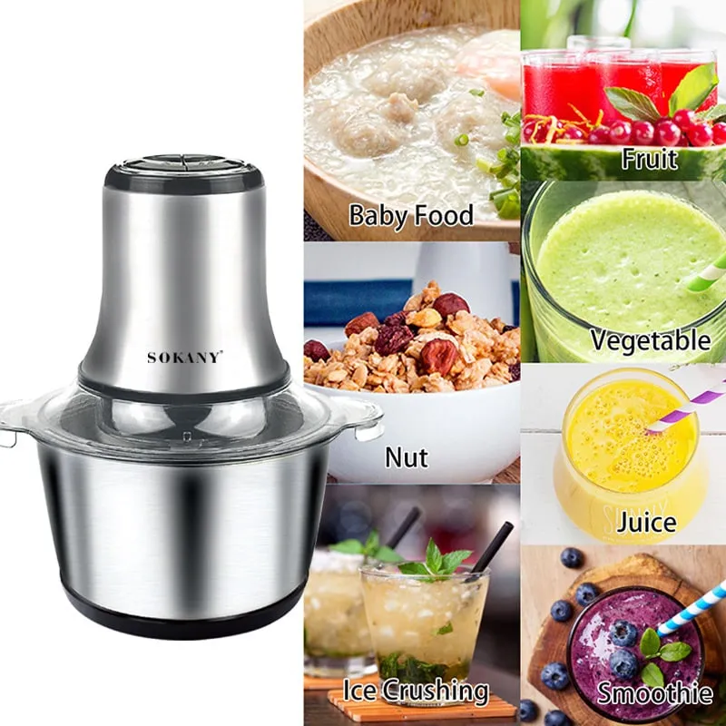 Ảnh Máy xay thịt, sinh tố đa năng cối INOX SOKANY 800W dung tích 3L SK7005A 6 lưỡi dao giúp nhuyễn nhanh thịt, thực phẩm 3