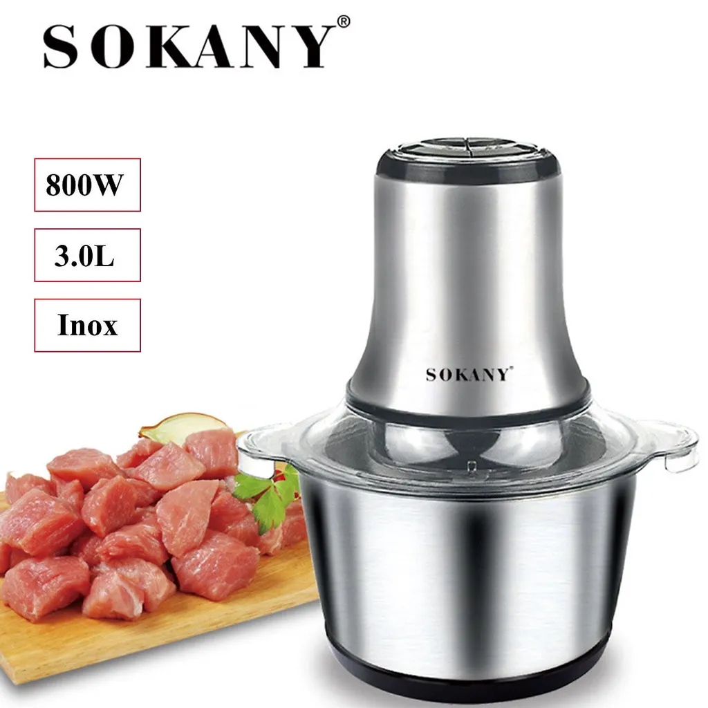 Ảnh Máy xay thịt, sinh tố đa năng cối INOX SOKANY 800W dung tích 3L SK7005A 6 lưỡi dao giúp nhuyễn nhanh thịt, thực phẩm 4