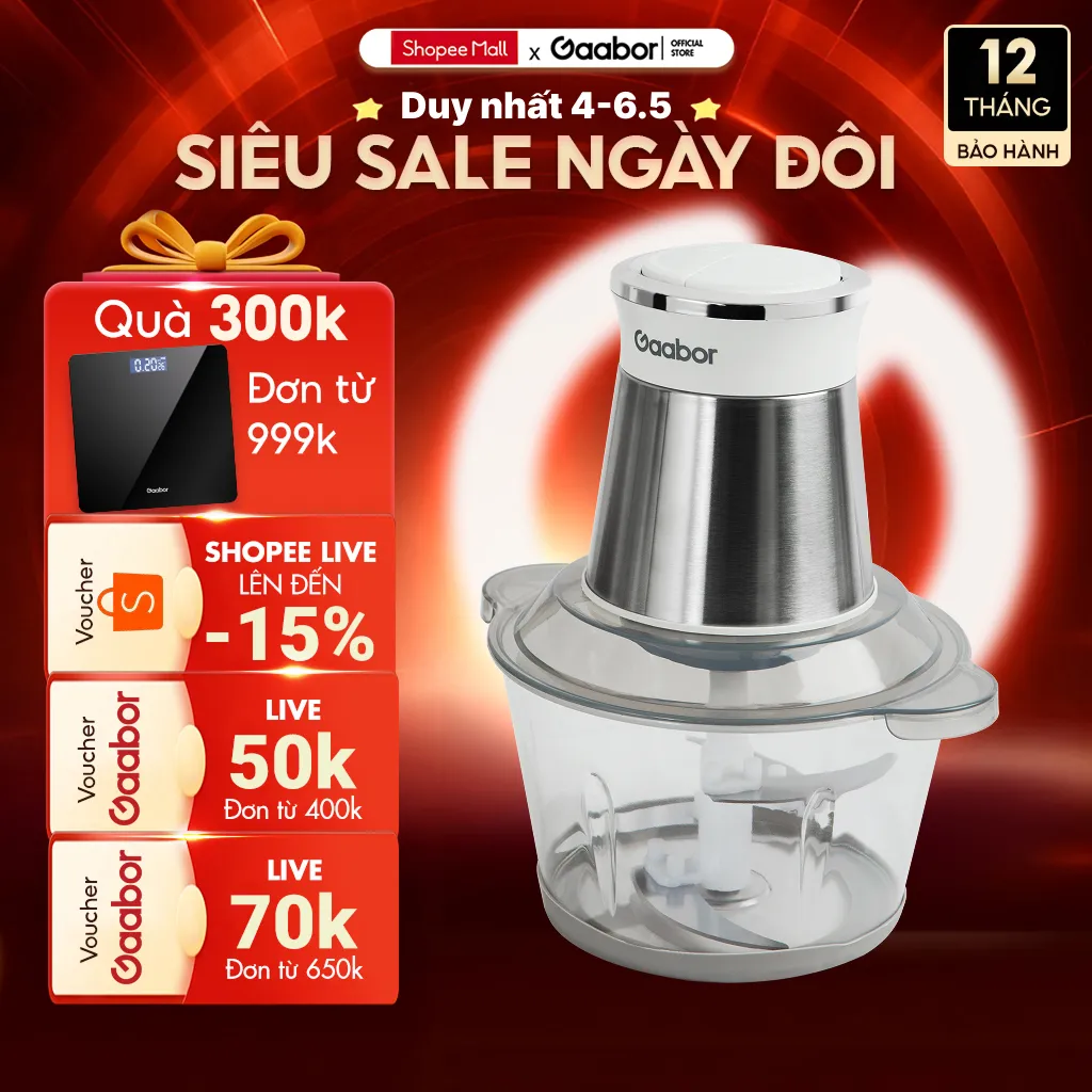 Ảnh Máy xay thực phẩm đa năng xay thịt Gaabor GJ-M20A / MG20M-WH02A 2L xay cá củ ăn dặm công suất 300W 1
