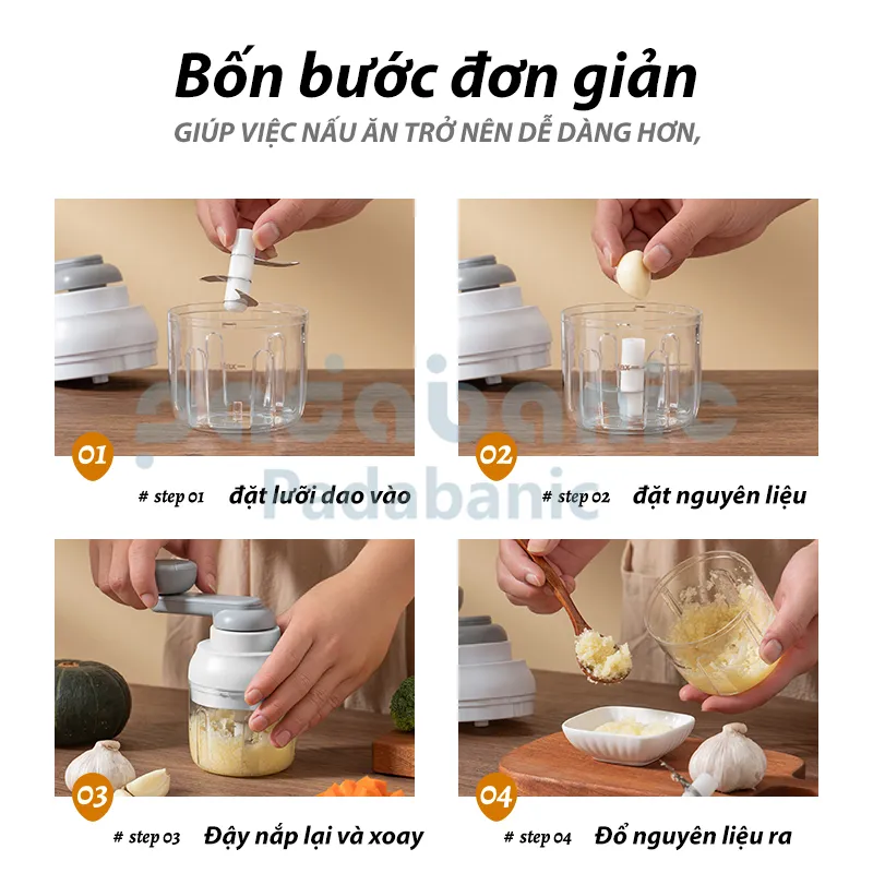 Ảnh Máy Xay Tỏi Ớt Hành Padabanic 005 Máy Xay Thịt Bằng Tay Mini Nhỏ Gọn Tiện Lợi 4