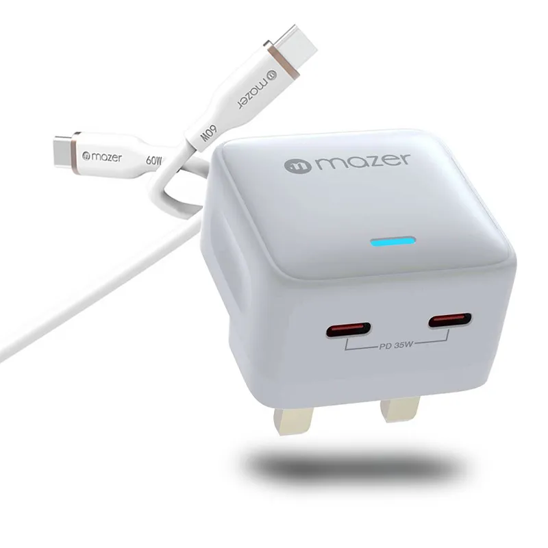 Ảnh MAZER Bộ Củ Sạc 35W USB-C US Wall Charger và Cáp Sạc 60W USB-C to USB-C 2M 1