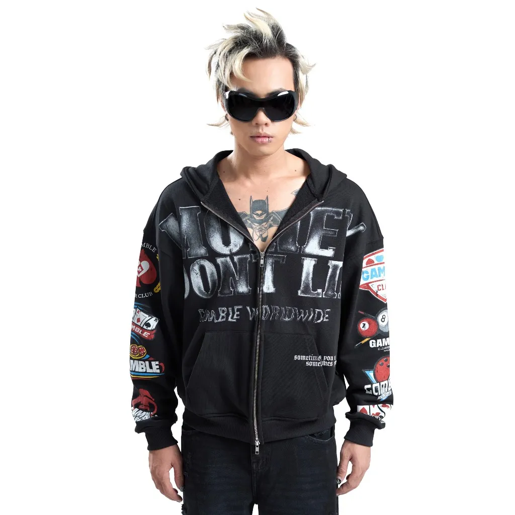 Ảnh MDL FULLZIP HOODIE / BLACK / Áo Hoodie Dây Kéo Vải Nỉ Chân Cua / GAMBLE WORLDWIDE 4