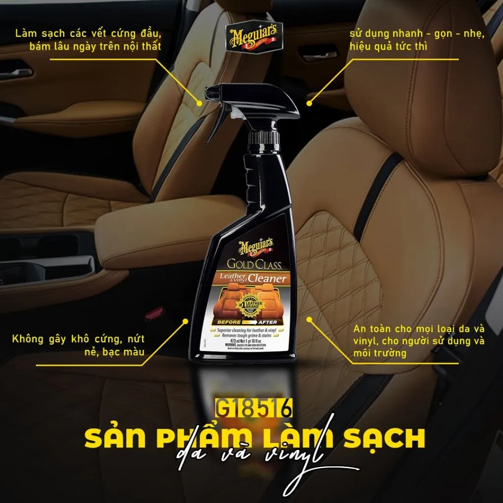 Ảnh Meguiar's Sản phẩm làm sạch da và nhựa vinyl Gold Class Leather & Vinyl Cleaner - G18516, 473ml 2