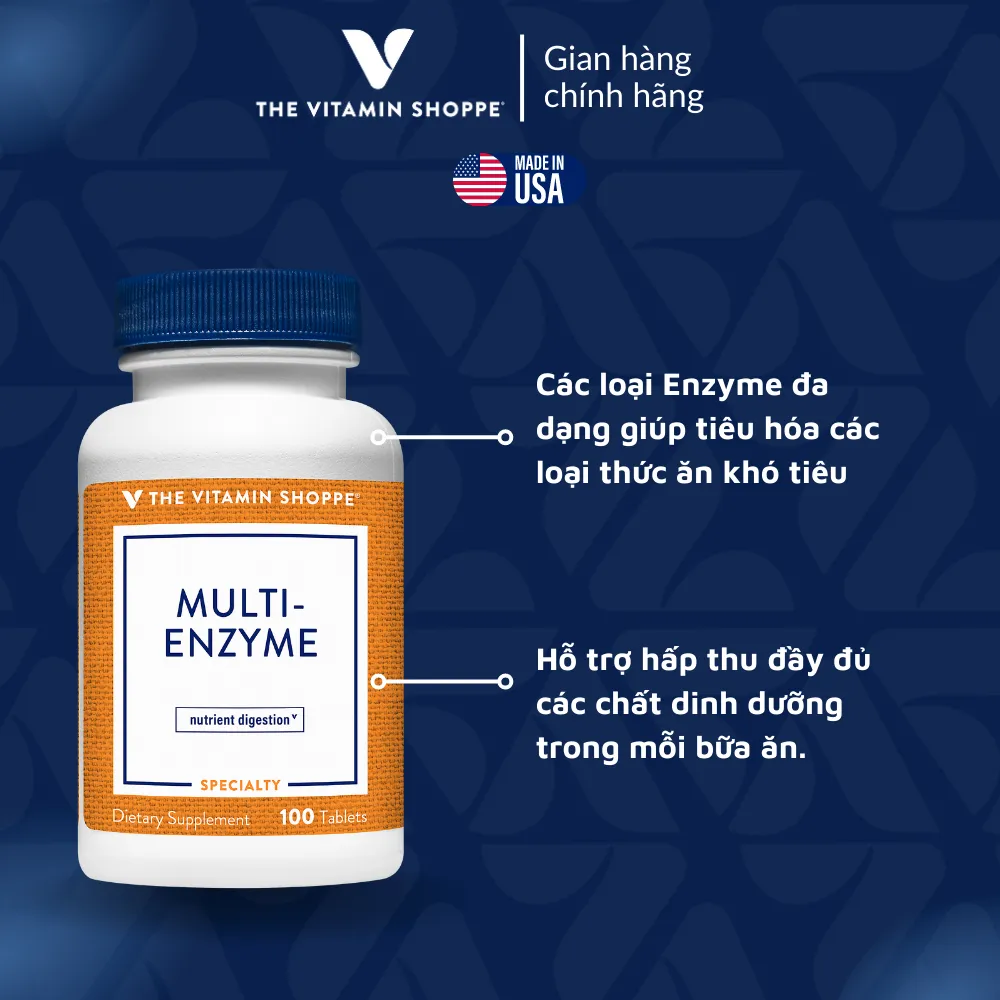 Ảnh Men tiêu hóa hỗ trợ đường ruột The Vitamin Shoppe Multi-Enzyme 100 viên 2