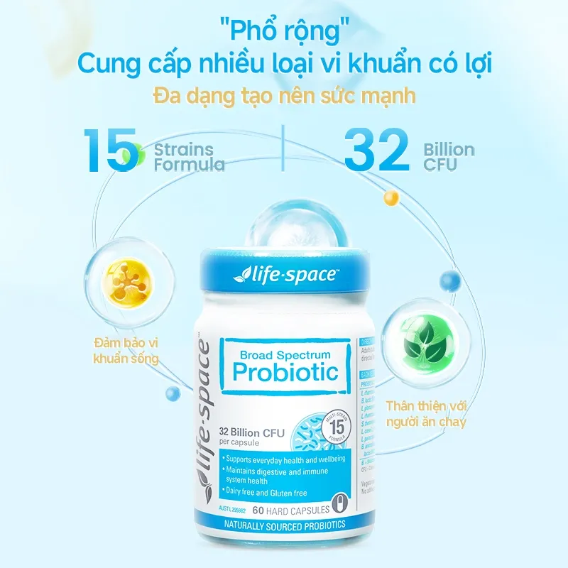 Ảnh Men vi sinh Life Space Adult Broad Spectrum Probiotic Chứa prebiotic hỗ trợ sức khỏe đường ruột tăng cường miễn dịch 2