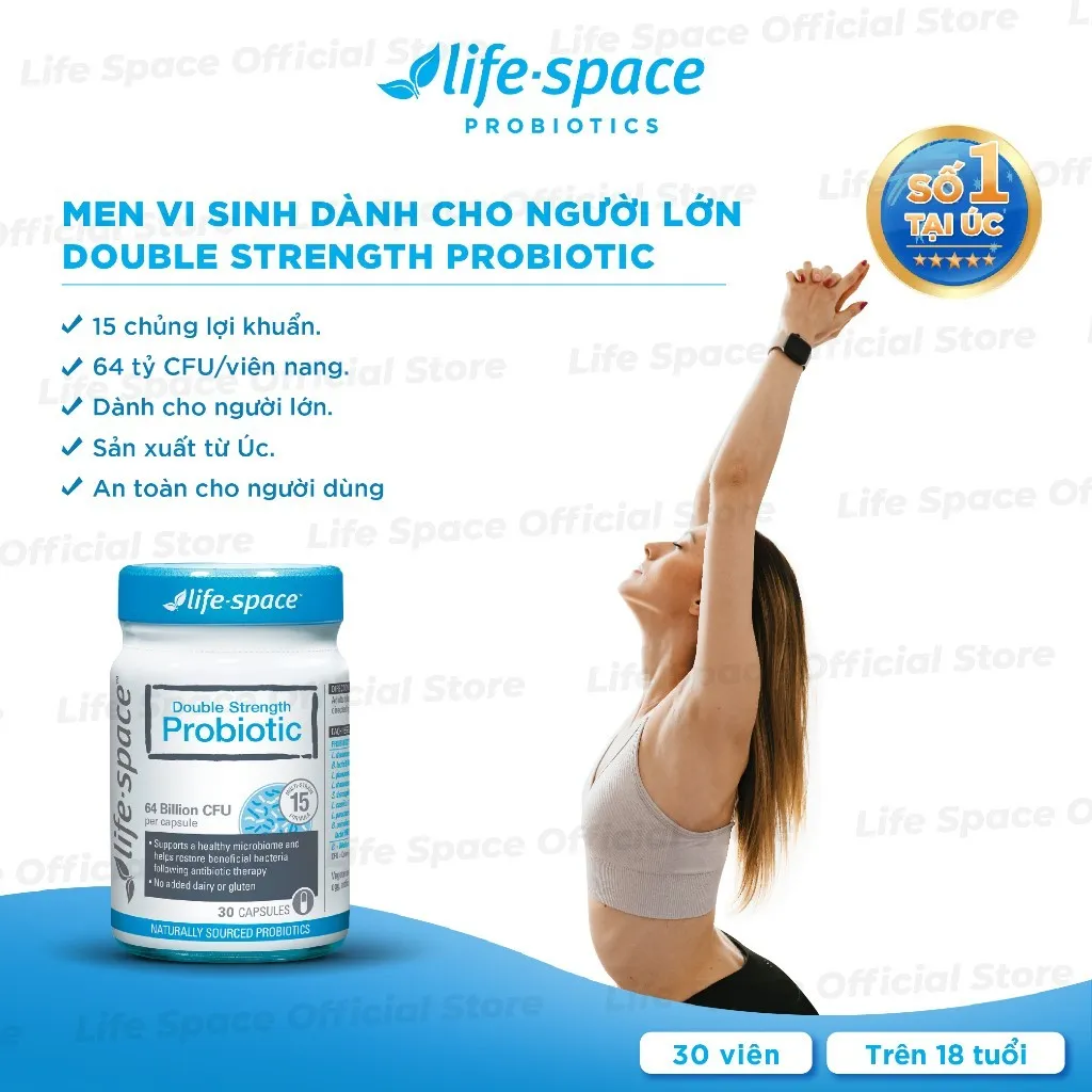 Ảnh Men vi sinh Life Space Double Strength hỗ trợ tiêu hóa khỏe mạnh và hỗ trợ tăng cường sức đề kháng lọ 30 viên Prebiotic 2