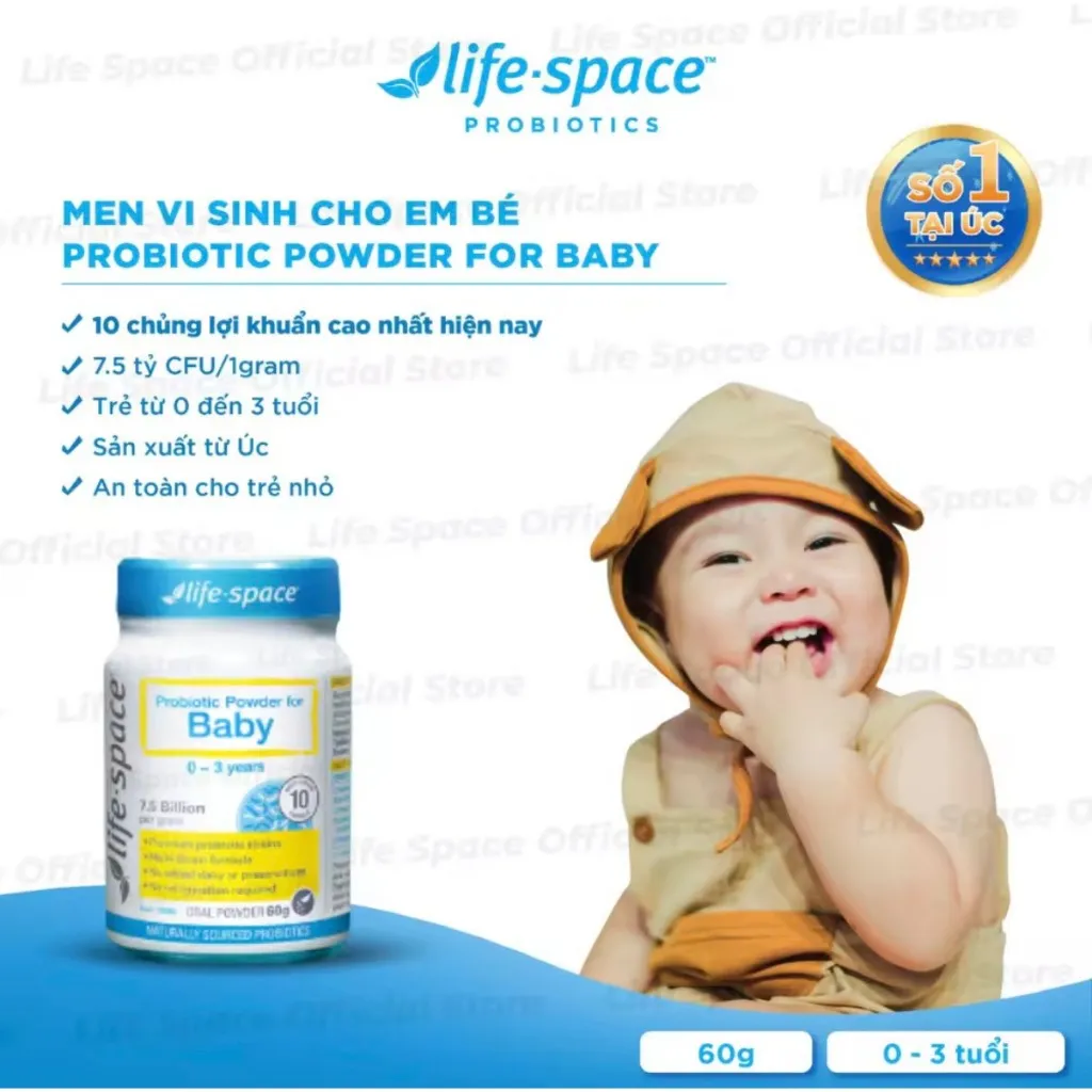 Ảnh Men vi sinh Life Space Powder For Baby giúp hỗ trợ tốt cho tiêu hóa, hỗ trợ tăng cường sức đề kháng cho bé 0-3 tuổi 60g 2