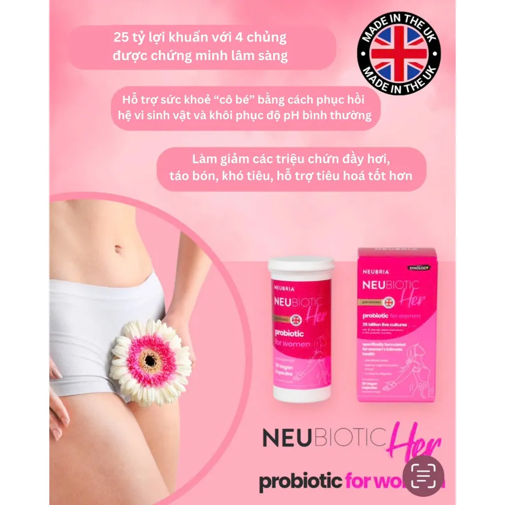 Ảnh Men vi sinh Neubiotic Her ngăn ngừa vấn đề phụ khoa, bổ sung lợi khuẩn, cải thiện hệ tiêu hoá 30 viên/ hộp - Mới 3