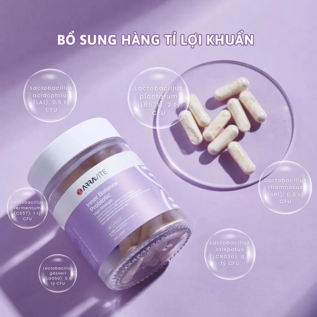 Ảnh Men Vi Sinh Phụ Nữ  Arravite Inner Balance - Viên Uống Phụ Khoa Ngăn Ngừa Ngứa Ngáy Khó Chịu Cơ Thể 2