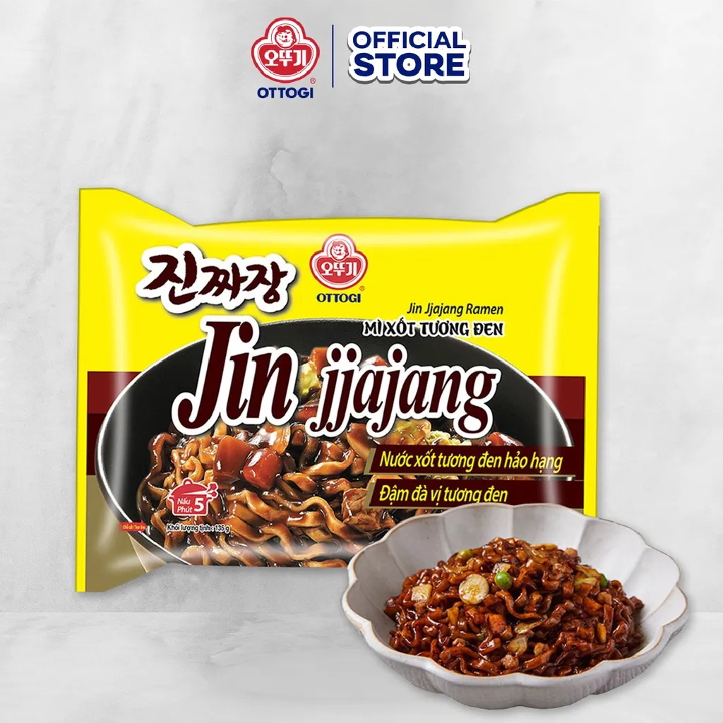 Ảnh Mì trộn xốt tương đen Jin Jjajang Ramen Ottogi gói 135g(MÌ XỐT TƯƠNG ĐEN (VN) 135g) 1