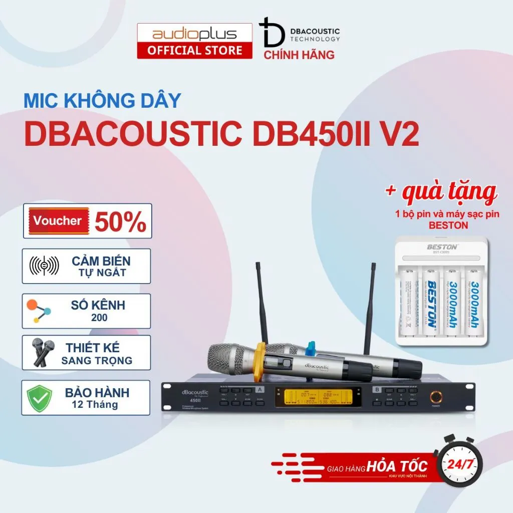 Ảnh Mic không dây DBAcoustic DB450II V2 - 5 chế độ ECHO - Hàng chính hãng - BH 12 tháng 1