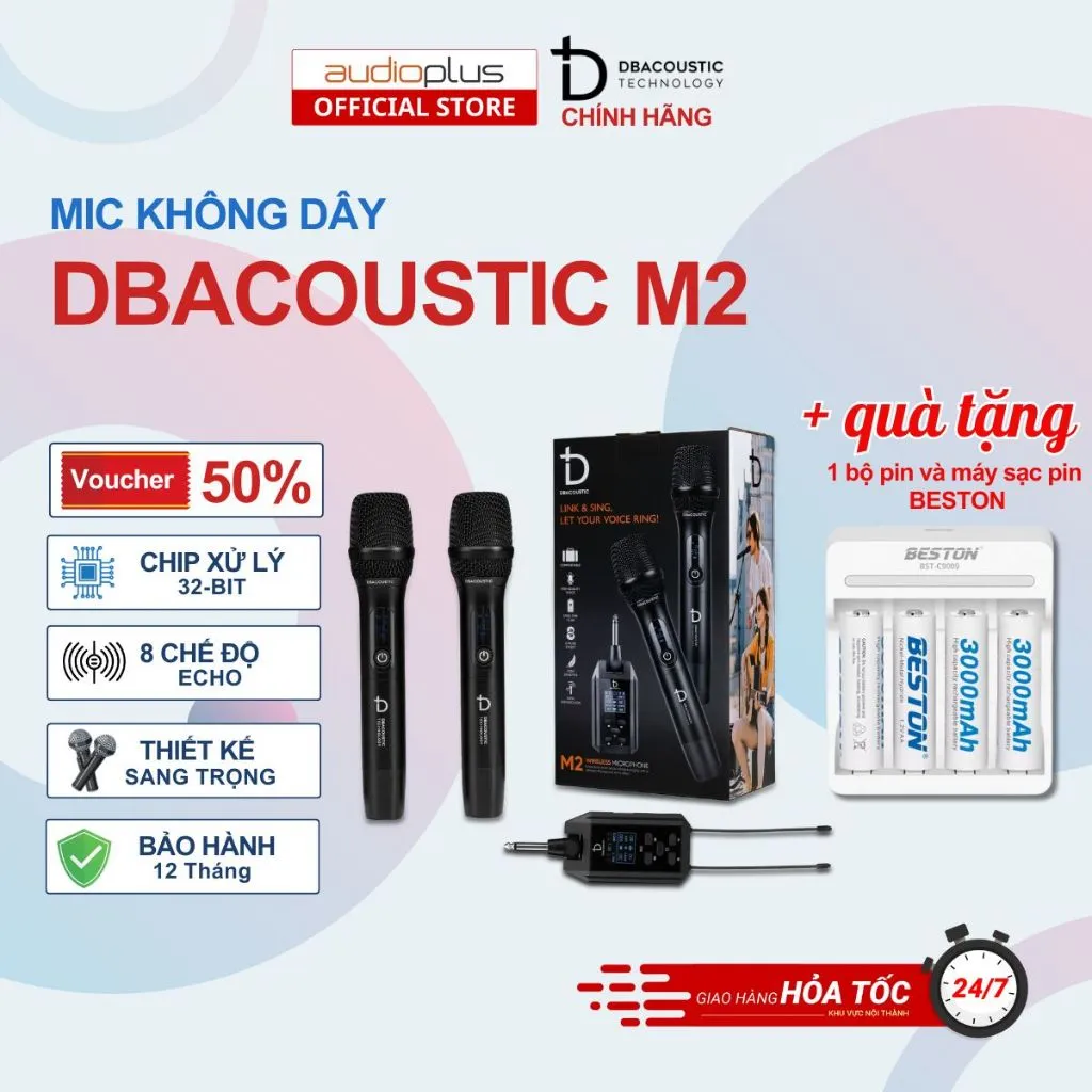 Ảnh Mic không dây DBAcoustic M2 - 8 chế độ ECHO - Âm thanh trung thực - Hàng chính hãng 1