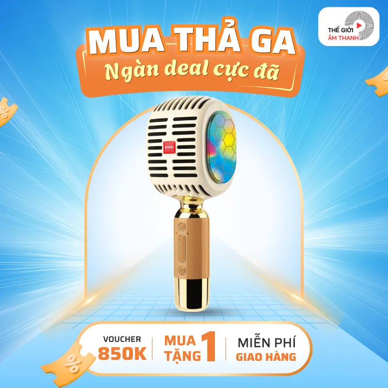 Ảnh Micro Karaoke Kèm Loa Bluetooth iCore YM99 - CHÍNH HÃNG STORE 1