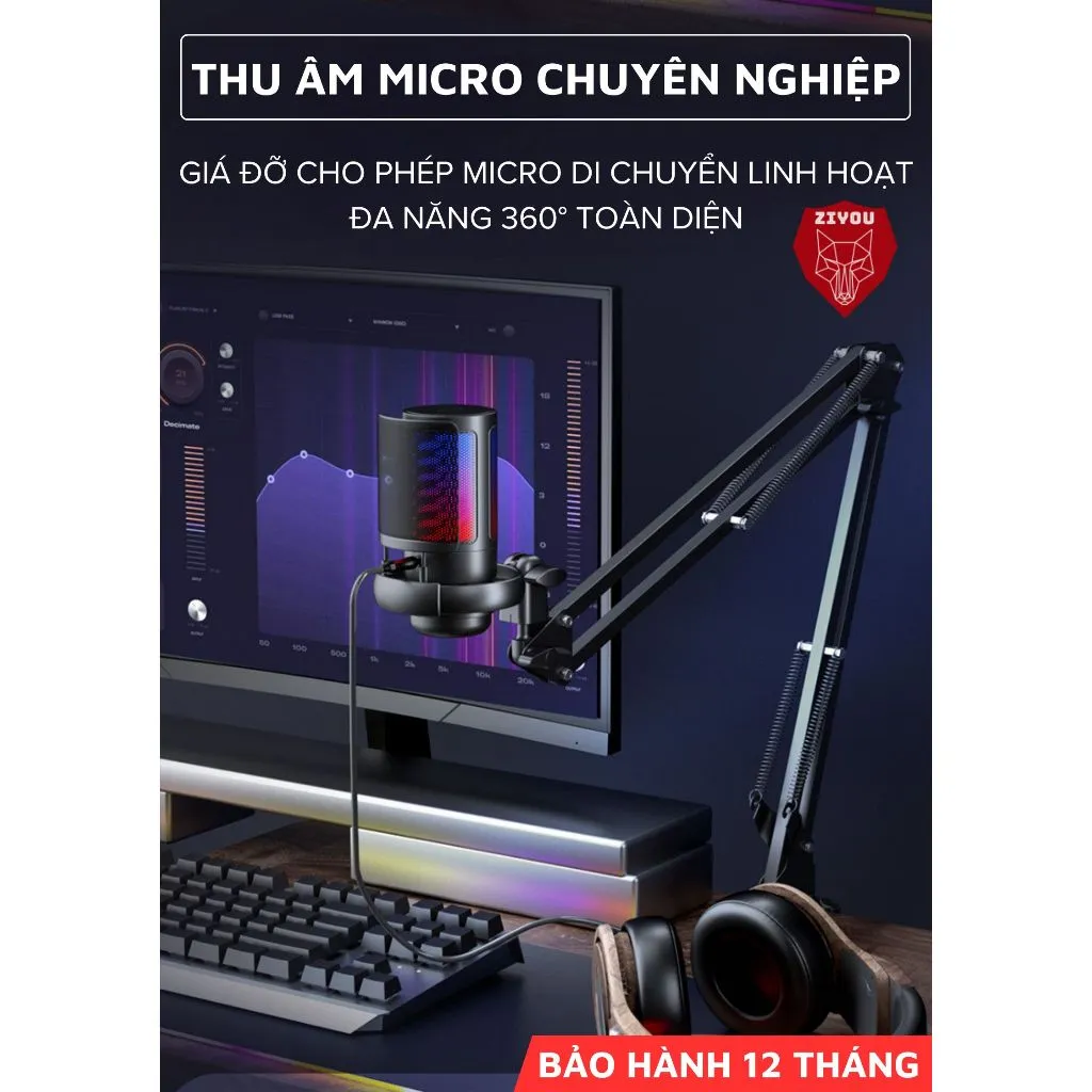 Ảnh Micro Livestream Thu Âm Chuyên Nghiệp Ziyou ShouFei ME6S LED RGB, Màng Lọc Tạp Âm, Thu Âm Đa Hướng 2