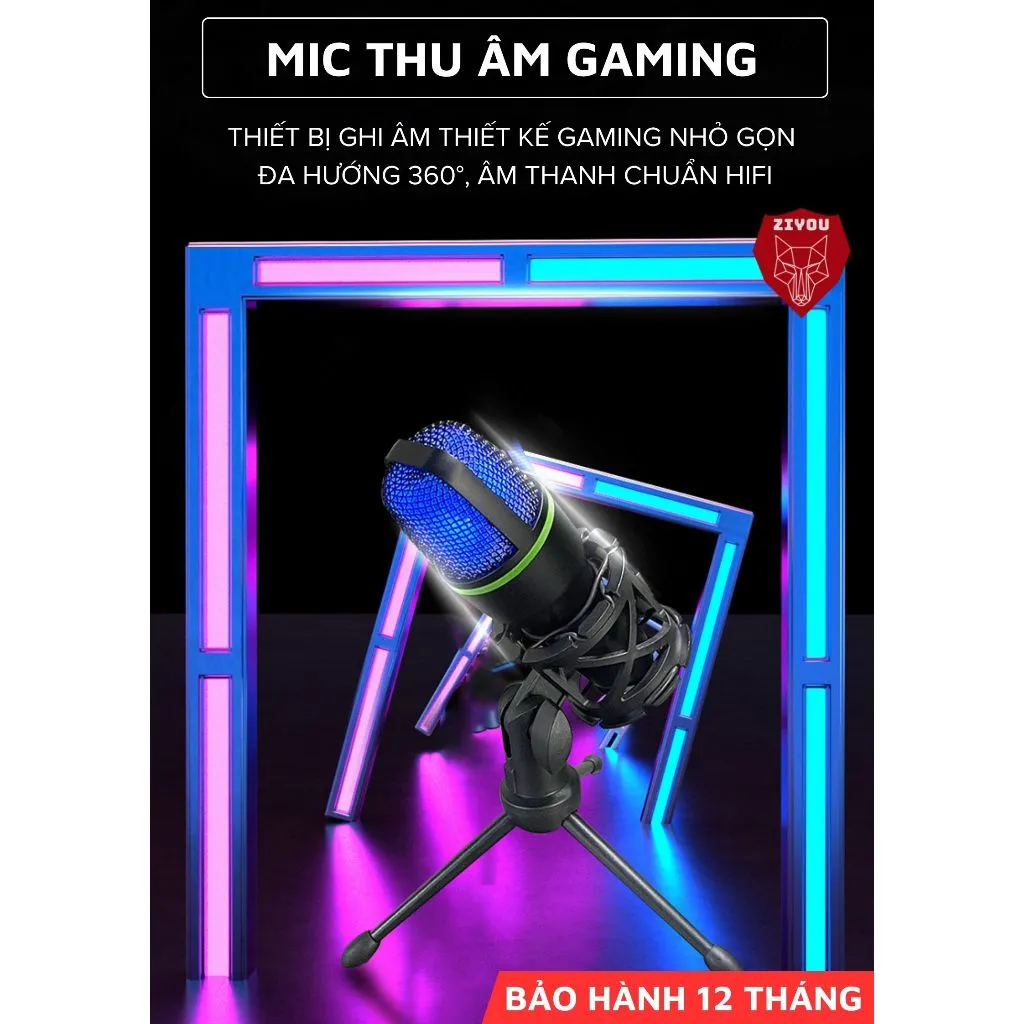 Ảnh Micro Thu Âm Chơi Game Ziyou ShouFei ME4 LED Màng Lọc Tạp Âm, Thu Âm 360 Độ Dùng Học Tập, Livestream 2