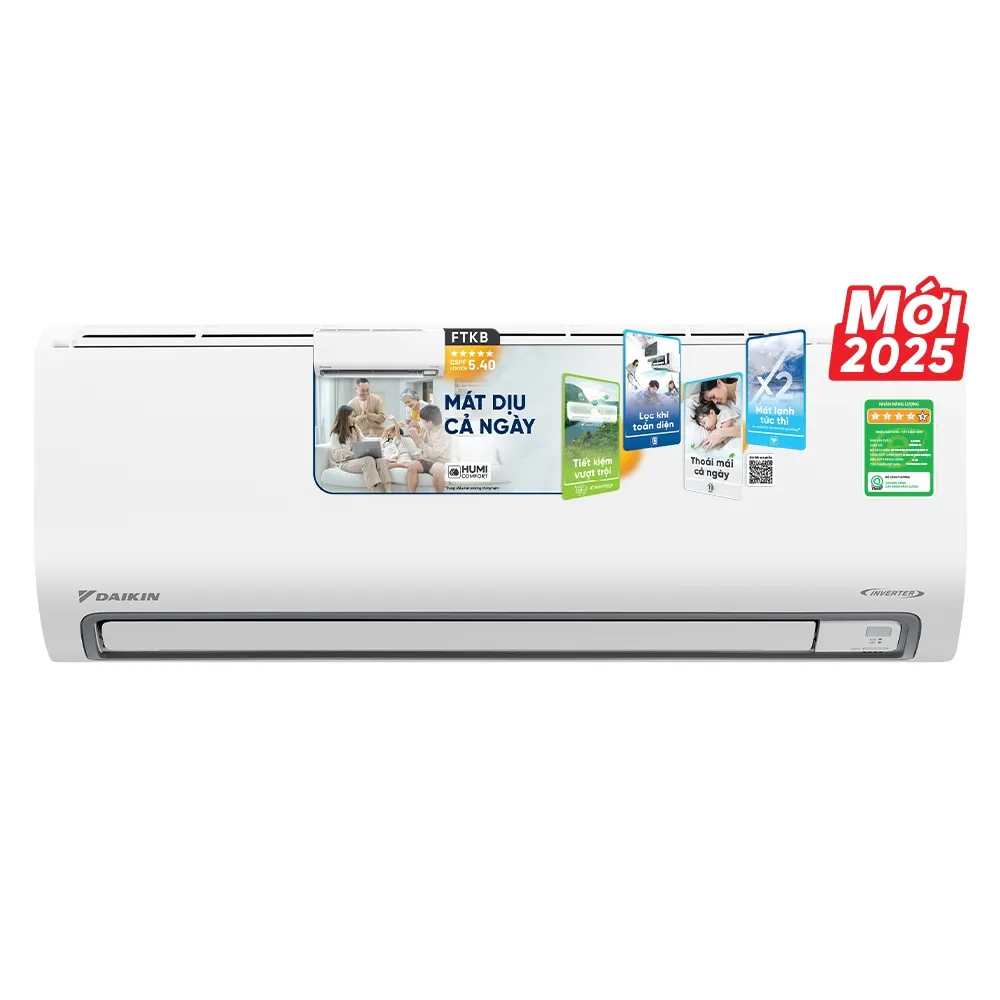 Ảnh [MIỄN PHÍ LẮP ĐẶT 1TR3] MỚI 2025 - Máy Lạnh Daikin Inverter 1 chiều FTKB35ZVMV 1.5HP 12000BTU 3