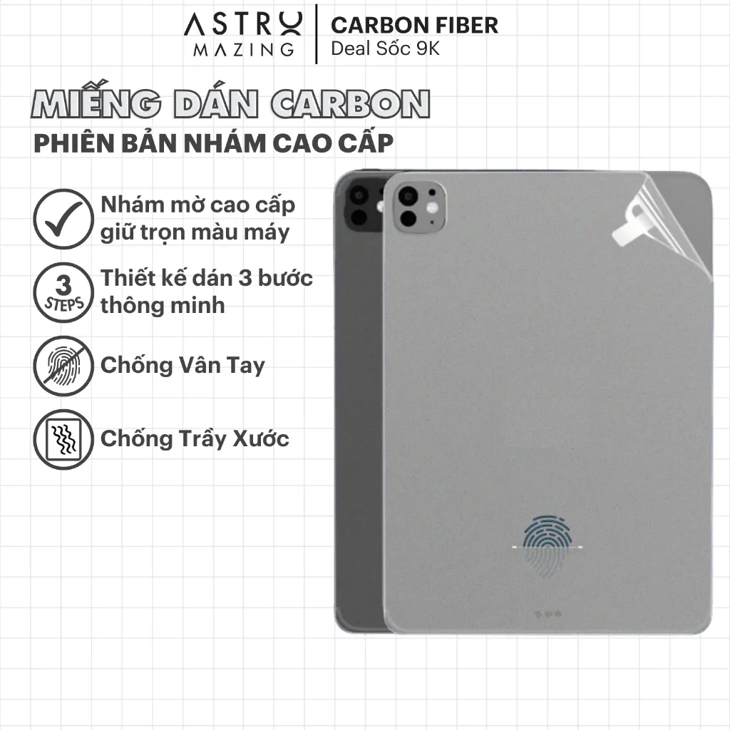 Ảnh Miếng dán Carbon AstroMazing bảo vệ mặt lưng iPad chống trầy xước không bám vân tay 3