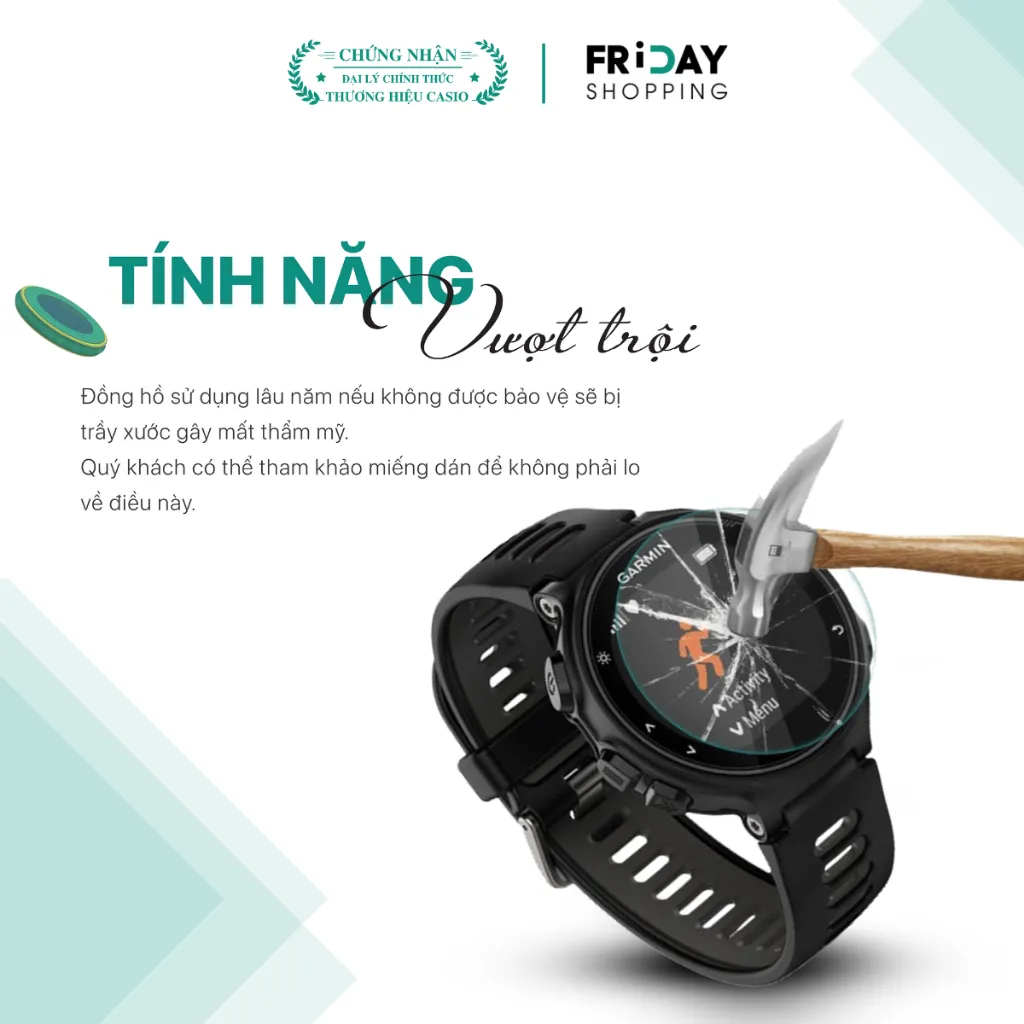 Ảnh Miếng Dán Chống Trầy Đồng Hồ CASIO Mặt Tròn 1