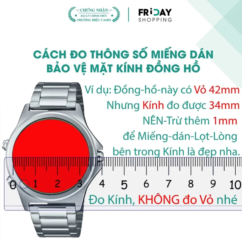 Ảnh Miếng Dán Chống Trầy Đồng Hồ CASIO Mặt Tròn 3