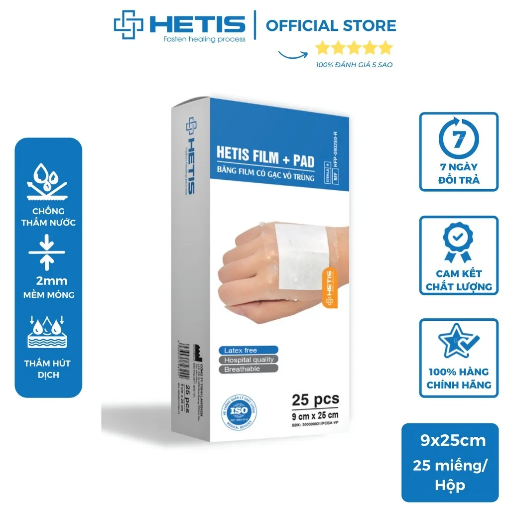 Ảnh Miếng dán hút dịch vô trùng sau mổ chống thấm nước Alfasept Hetis Film Pad (1 miếng) 2