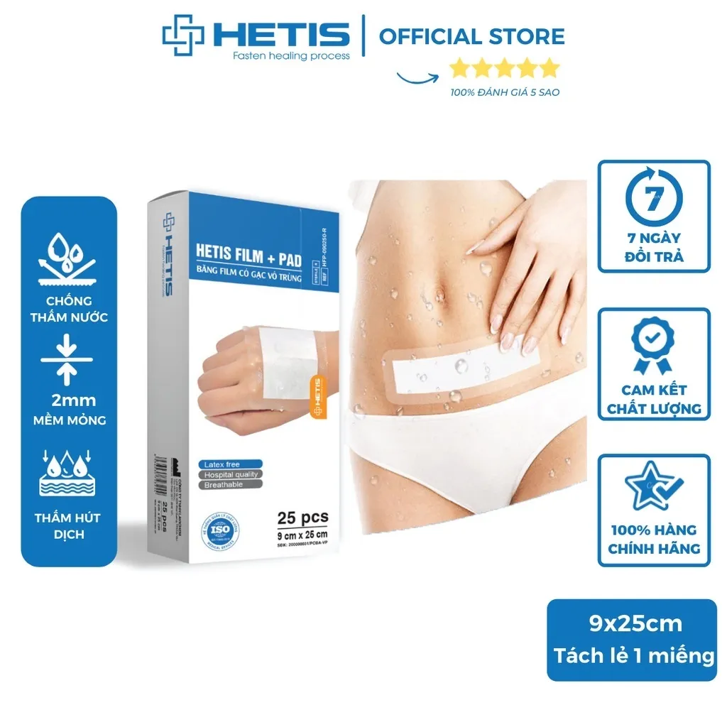 Ảnh Miếng dán hút dịch vô trùng sau mổ chống thấm nước Alfasept Hetis Film Pad (1 miếng) 3