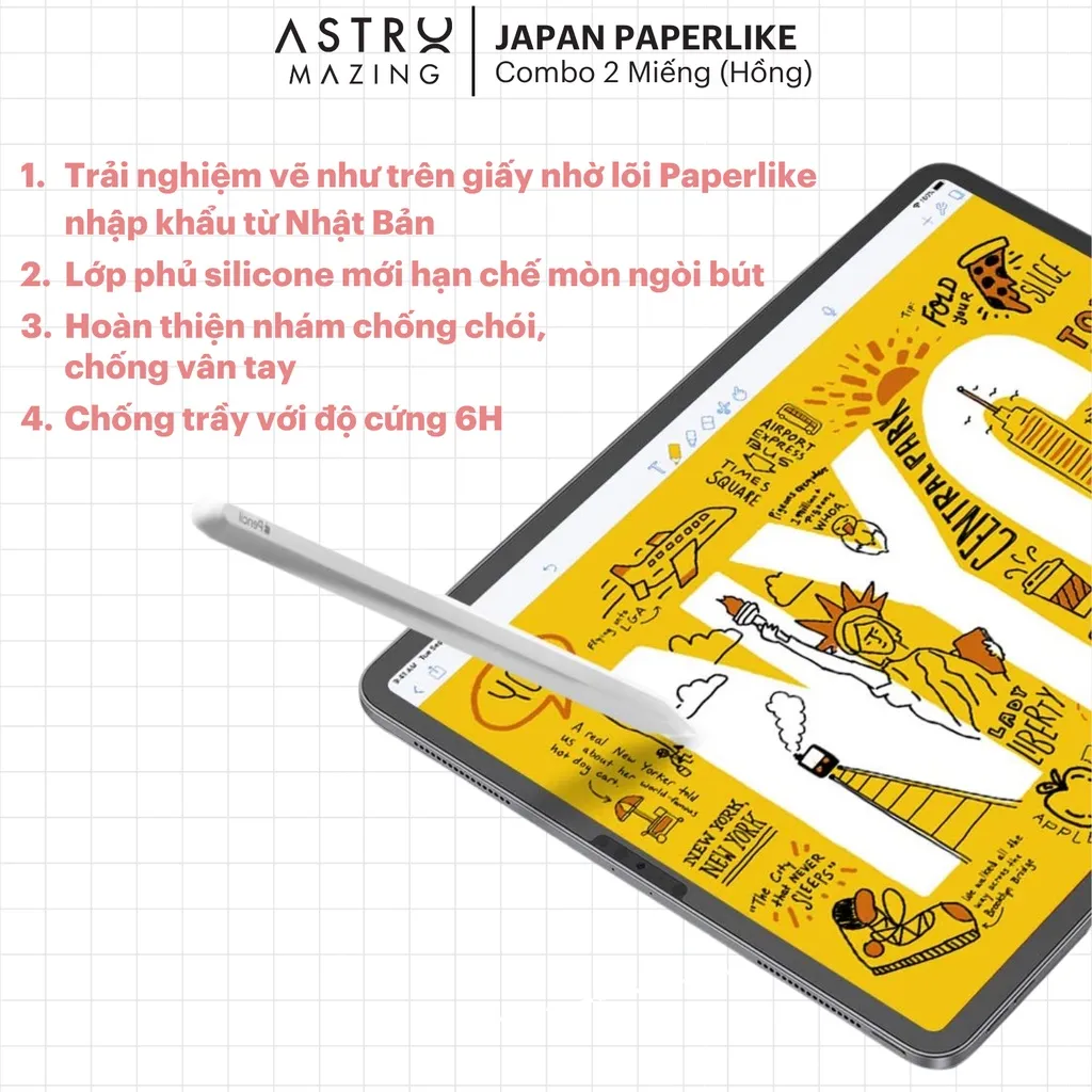 Ảnh Miếng dán màn hình Paperlike Nhật Bản Hồng cho iPad Pro 11 Air 4 5 Gen 7 8 9 3