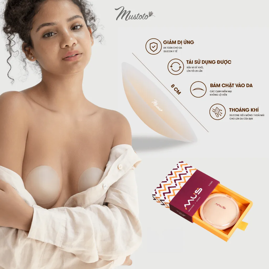 Review Miếng Dán Ngực Mustoto Silicon Tàng Hình 8cm Siêu Dính - PK26