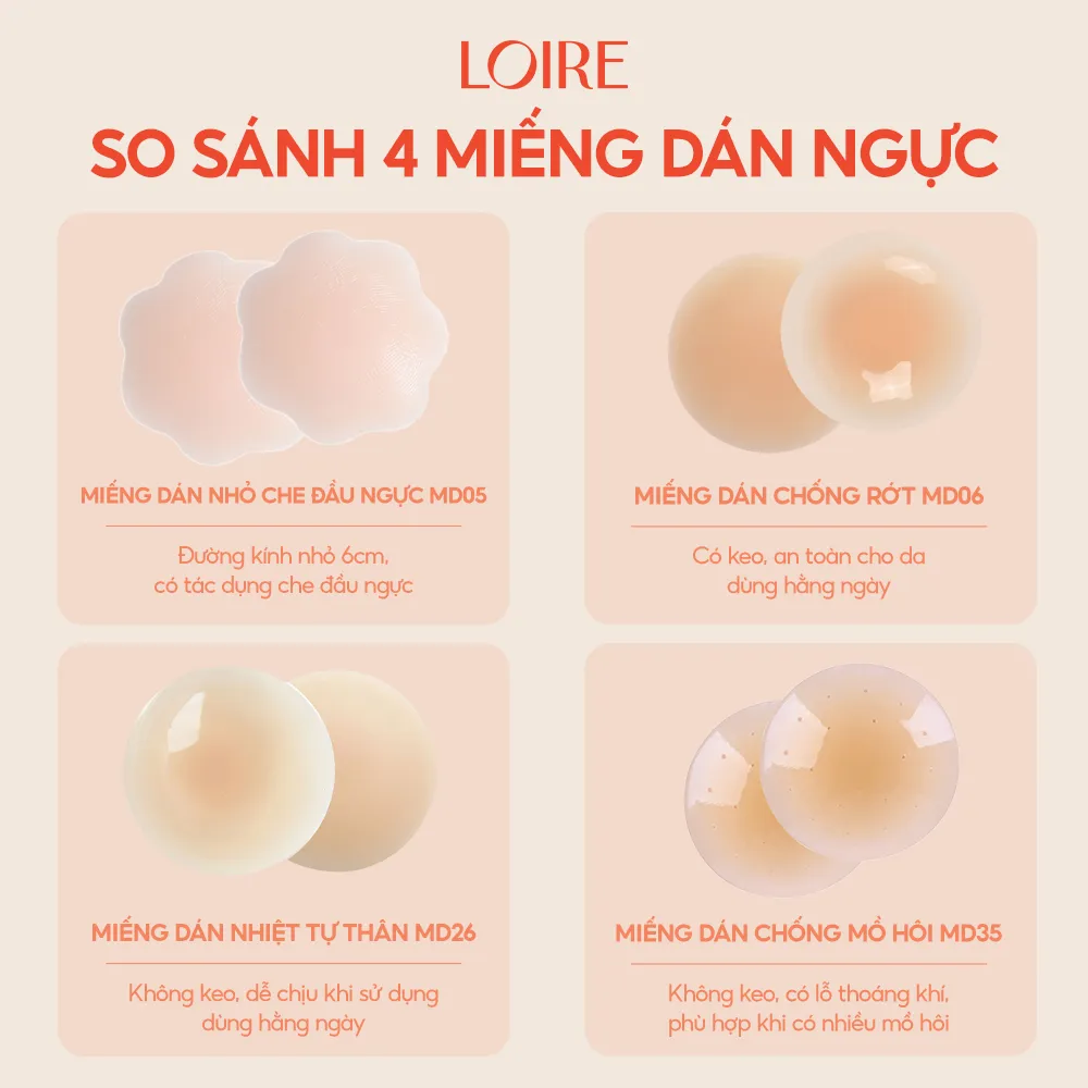 Ảnh Miếng Dán Ngực Tàng Hình Tự Dính Nhờ Nhiệt Độ Cơ Thể Loirechic MD26 2