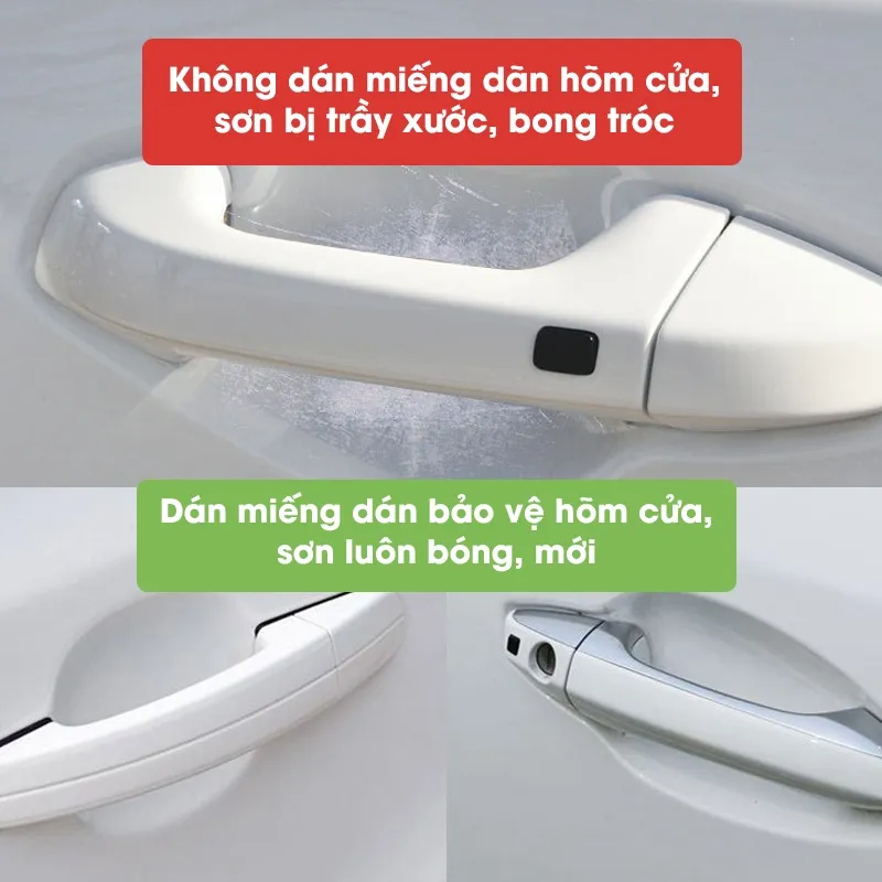 Ảnh Miếng dán tay nắm cửa ô tô dán chống xước hõm cửa tàng hình, phụ kiện oto Tâm Luân 1