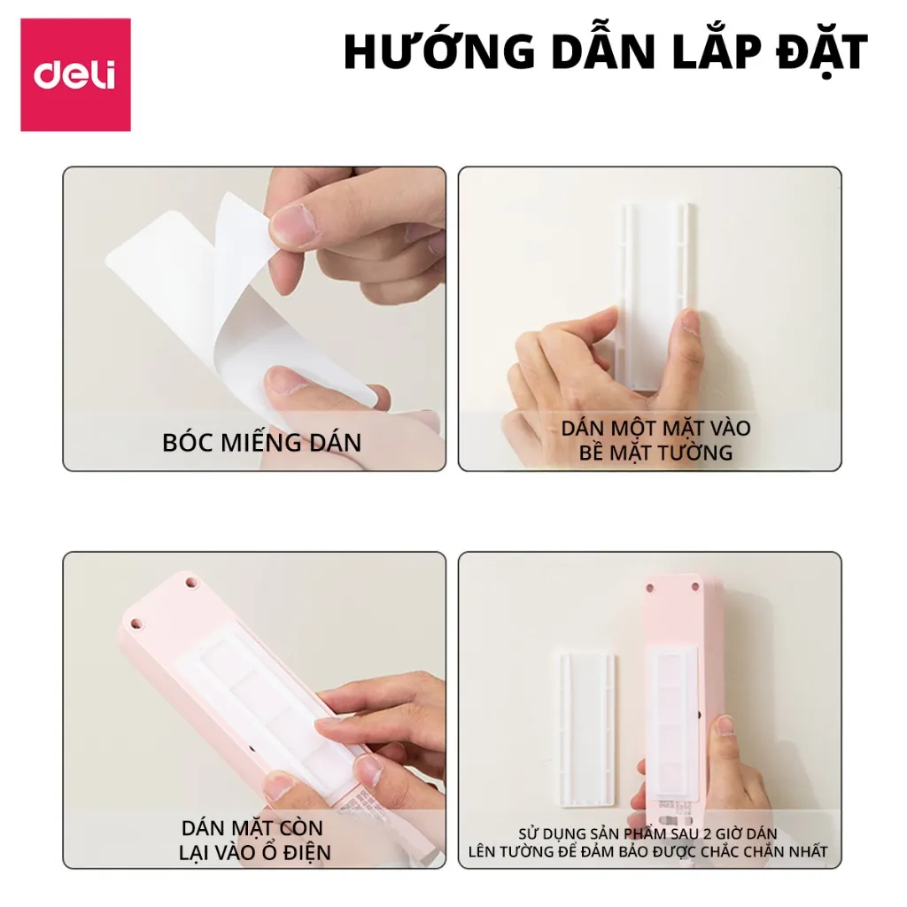 Ảnh Miếng Dán Tường Treo Ổ Điện Siêu Chắc Deli, Dán Ổ Điện Trang Trí Đa Năng Giúp Tiết Kiệm Không Gian 3