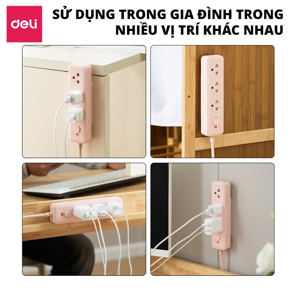 Ảnh Miếng Dán Tường Treo Ổ Điện Siêu Chắc Deli, Dán Ổ Điện Trang Trí Đa Năng Giúp Tiết Kiệm Không Gian 4