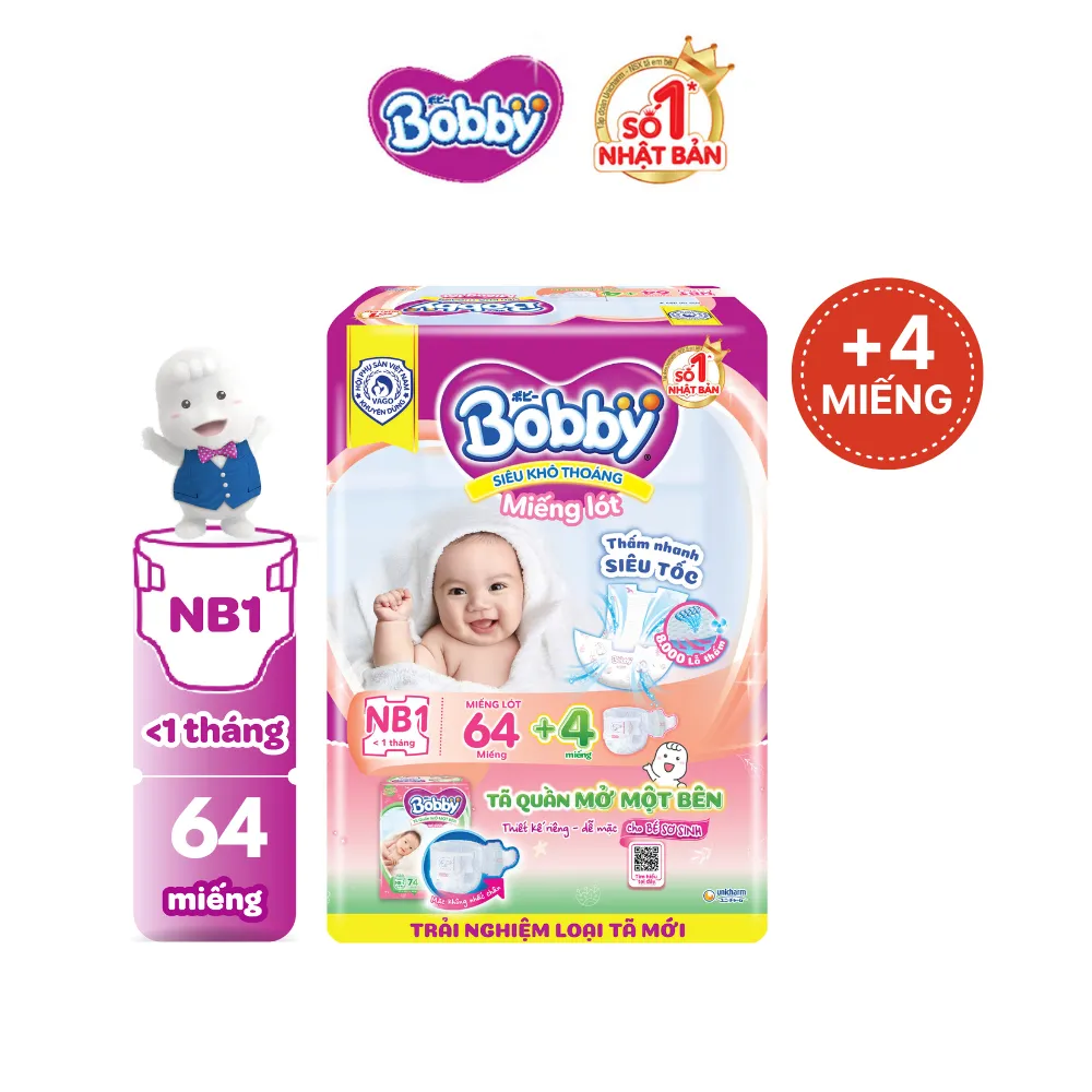 Ảnh Miếng lót sơ sinh Bobby Newborn 1-64 miếng 1