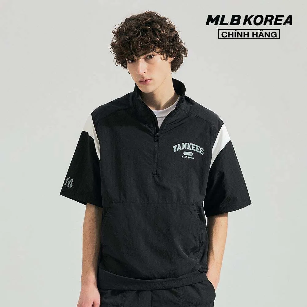 Ảnh MLB - Áo khoác thể thao unisex tay ngắn Sporty Varsity Shoulder Color 3AWJV0843-50BKS 3