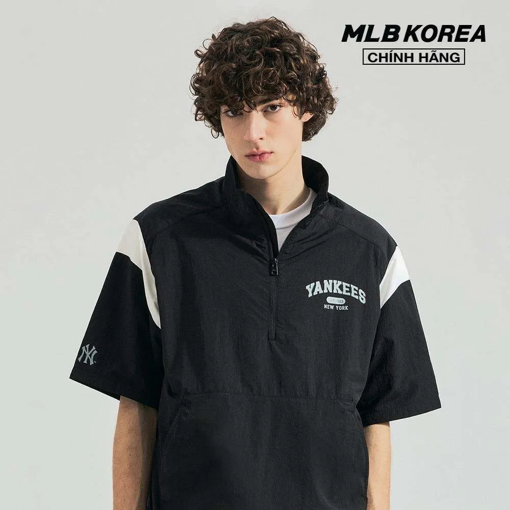 Ảnh MLB - Áo khoác thể thao unisex tay ngắn Sporty Varsity Shoulder Color 3AWJV0843-50BKS 4