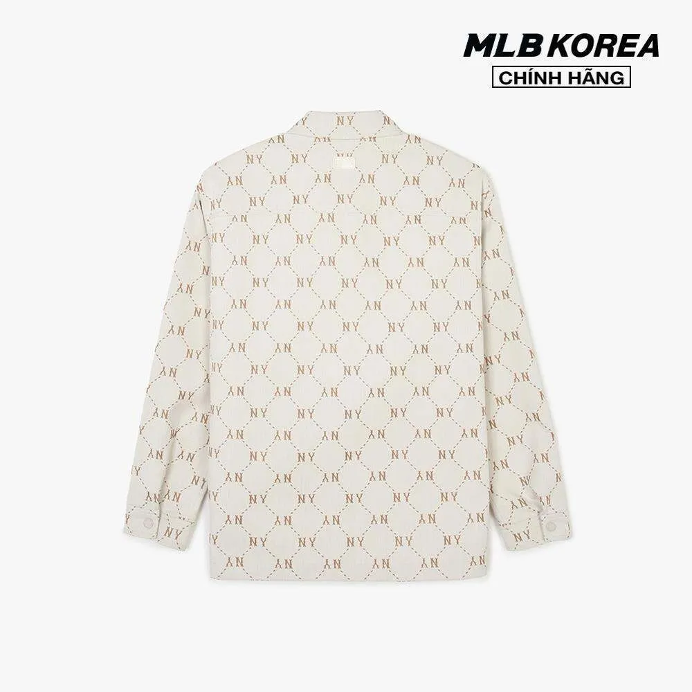 Ảnh MLB - Áo sơ mi unisex cổ bẻ tay dài Monogram Jacquard 3AWSM0441-50CRS 1