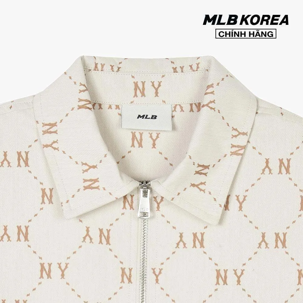 Ảnh MLB - Áo sơ mi unisex cổ bẻ tay dài Monogram Jacquard 3AWSM0441-50CRS 2