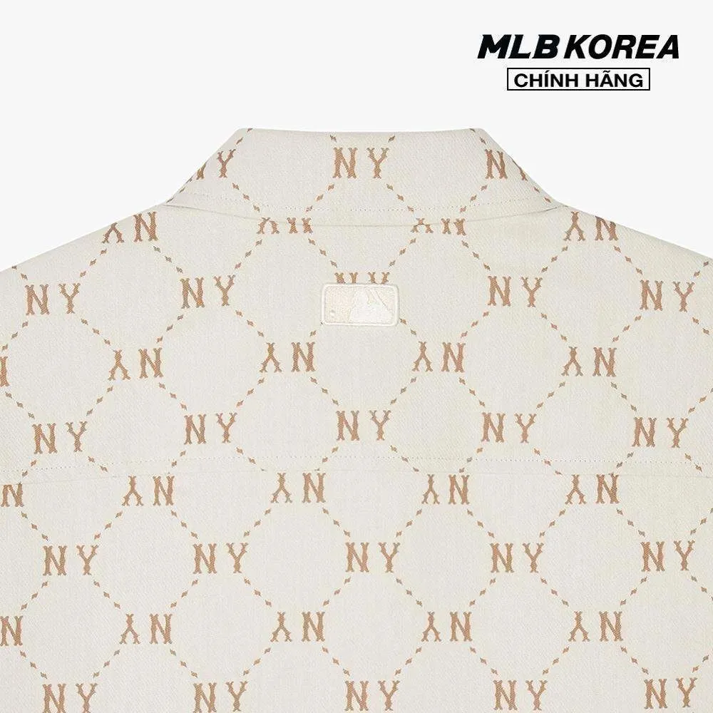 Ảnh MLB - Áo sơ mi unisex cổ bẻ tay dài Monogram Jacquard 3AWSM0441-50CRS 3