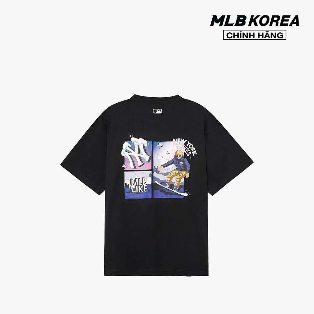 Ảnh MLB - Áo thun unisex cổ tròn tay ngắn phom suông hiện đại 3ATSL0134-50BKS 1