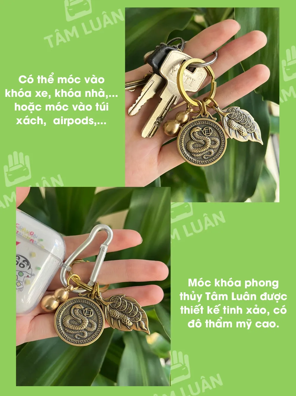 Ảnh Móc khóa 12 con giáp, đồng thau, hồ lô, đồng xu, móc chìa khóa ô tô, xe máy - Tâm Luân phụ kiện ô tô 1