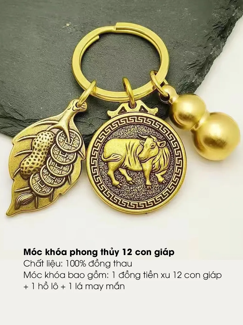 Ảnh Móc khóa 12 con giáp, đồng thau, hồ lô, đồng xu, móc chìa khóa ô tô, xe máy - Tâm Luân phụ kiện ô tô 3