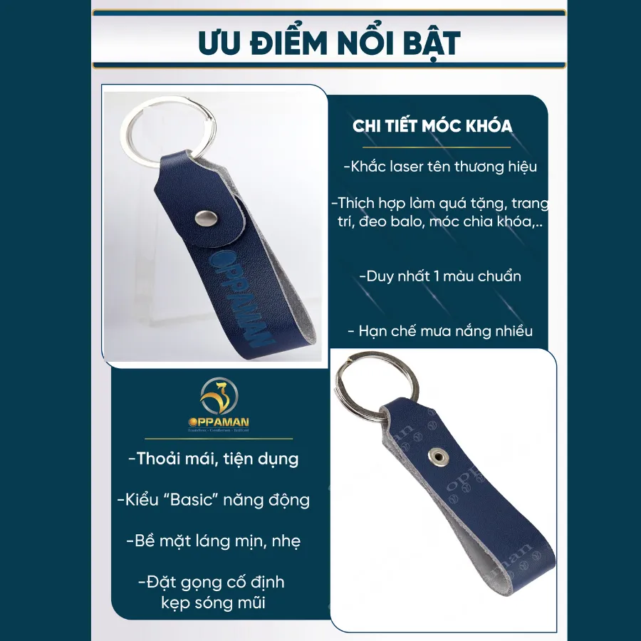 Ảnh Móc khóa da bò móc chìa khóa da thật móc khóa không rỉ sét móc khóa chất xịn cao cấp OMK1 OPPAMAN 2