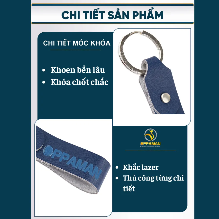 Ảnh Móc khóa da bò móc chìa khóa da thật móc khóa không rỉ sét móc khóa chất xịn cao cấp OMK1 OPPAMAN 3