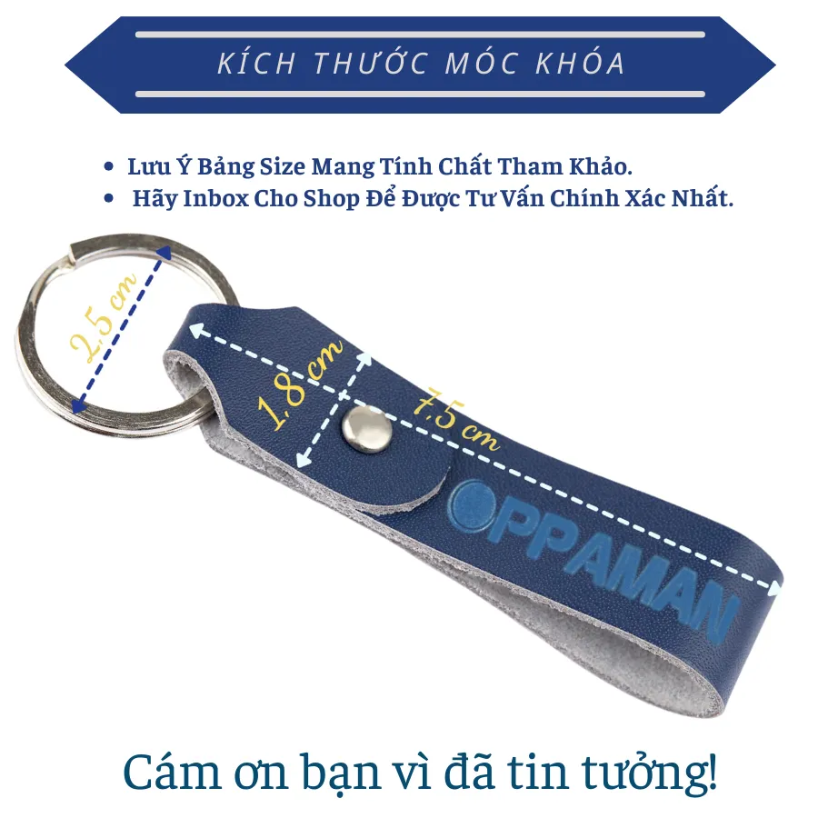 Ảnh Móc khóa da bò móc chìa khóa da thật móc khóa không rỉ sét móc khóa chất xịn cao cấp OMK1 OPPAMAN 4