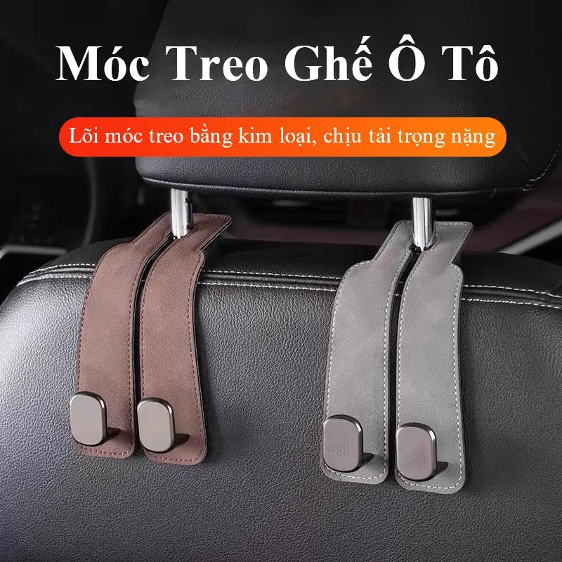 Ảnh Móc treo đồ gắn lưng ghế ô tô MYT Móc kim loại gắn sau ghế xe hơi siêu chịu lực móc đơn móc đôi bằng da lộn sang trọng 1