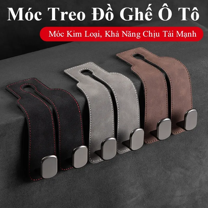 Ảnh Móc treo đồ gắn lưng ghế ô tô MYT Móc kim loại gắn sau ghế xe hơi siêu chịu lực móc đơn móc đôi bằng da lộn sang trọng 2