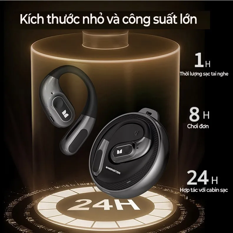 Ảnh Monster Open Ear AC330 Tai nghe mở tai Bluetooth 5.4 Tai nghe không dây IPX5 Tai nghe thể thao chống nước có Mic Earbud OWS 3
