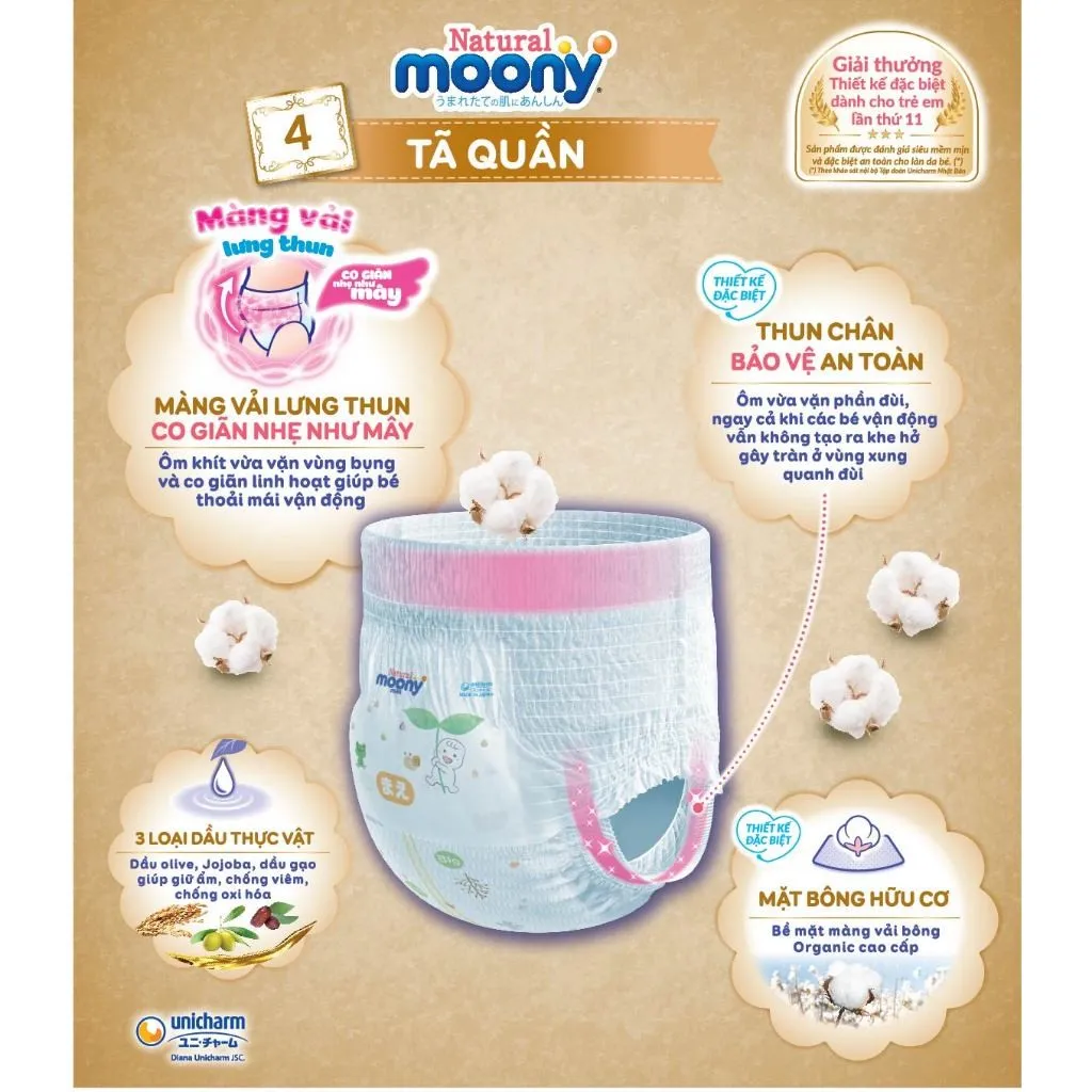 Ảnh Moony Nội Địa - Bỉm tã quần Moony Natural chính hãng, an toàn cho da nhạy 1
