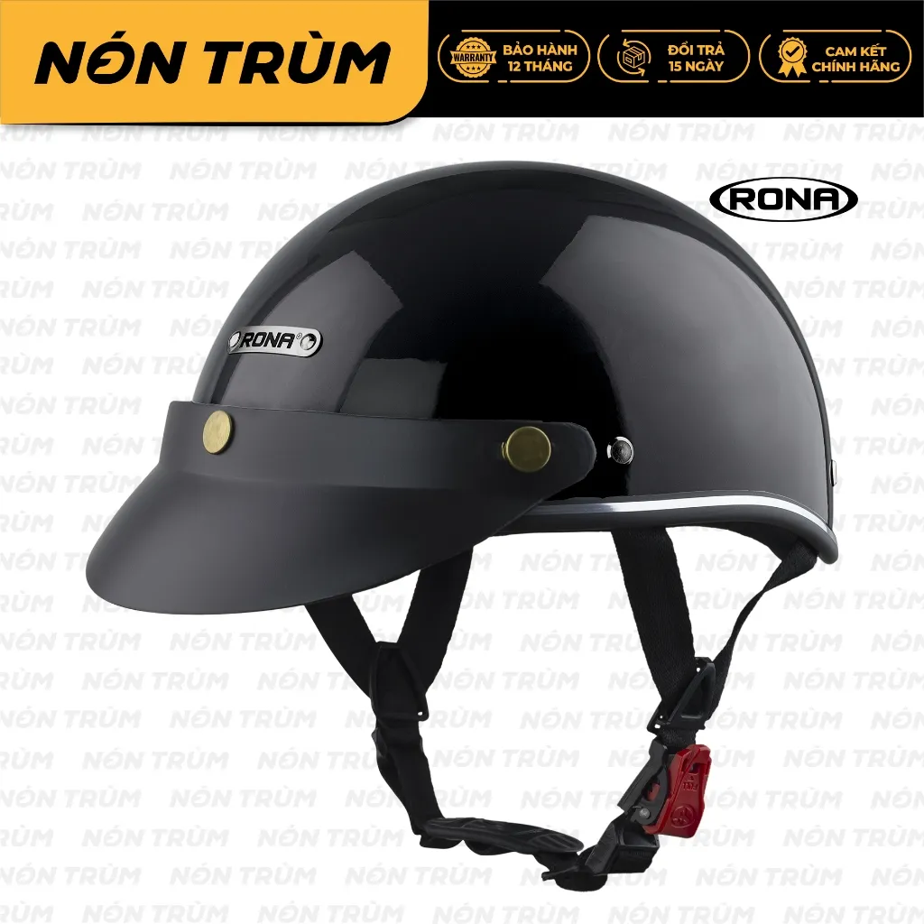 Ảnh Mũ bảo hiểm 1/2 Rona hali viền bạc chính hãng kèm lưỡi trai đen - Nón Trùm 3