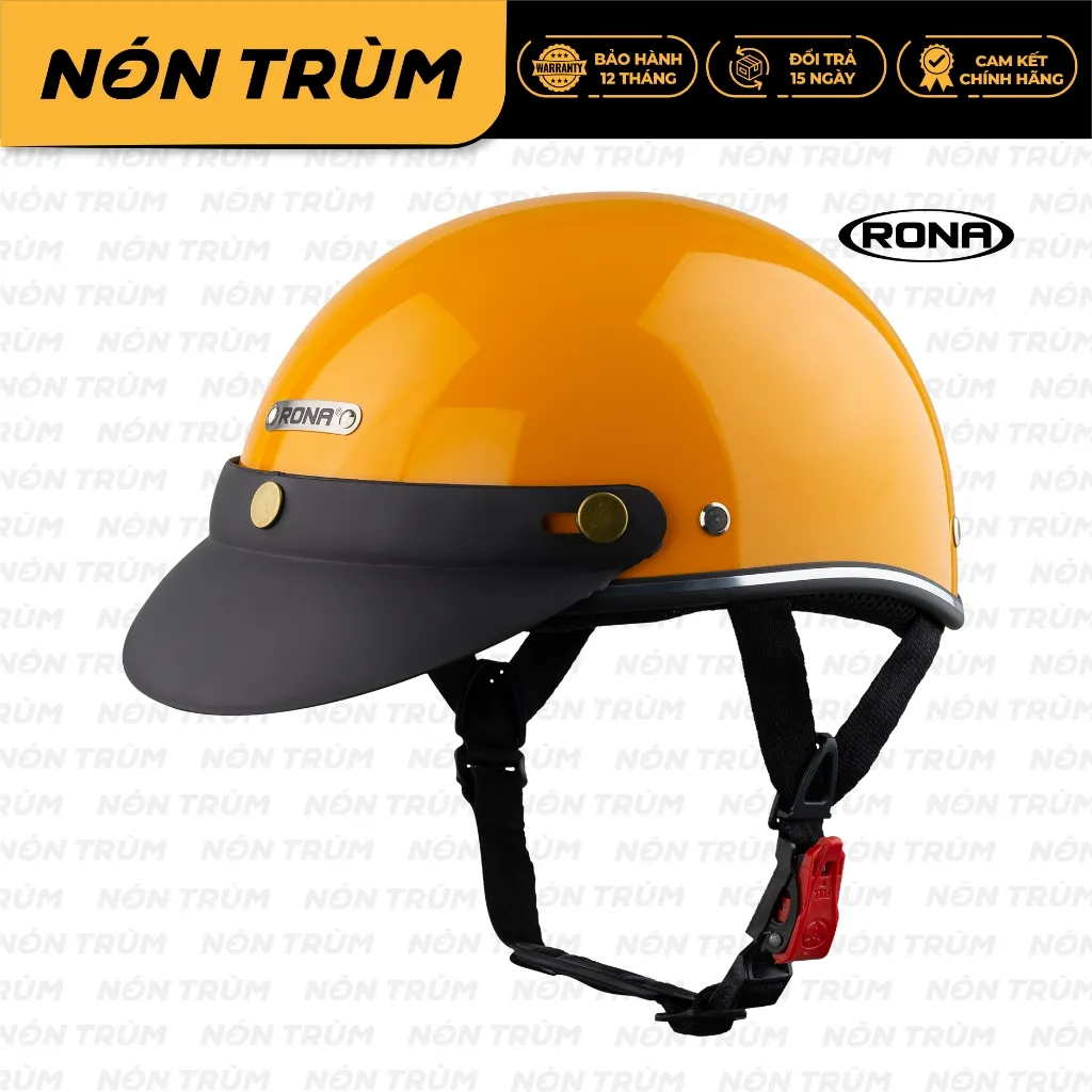 Ảnh Mũ bảo hiểm 1/2 Rona hali viền bạc chính hãng kèm lưỡi trai đen - Nón Trùm 4