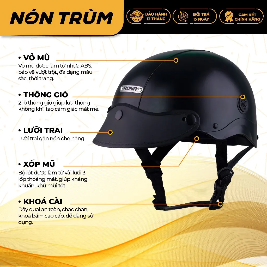Ảnh Mũ bảo hiểm 1/2 Rona R5 freeship toàn quốc, bảo hành 12 tháng tại hệ thống Nón Trùm 4